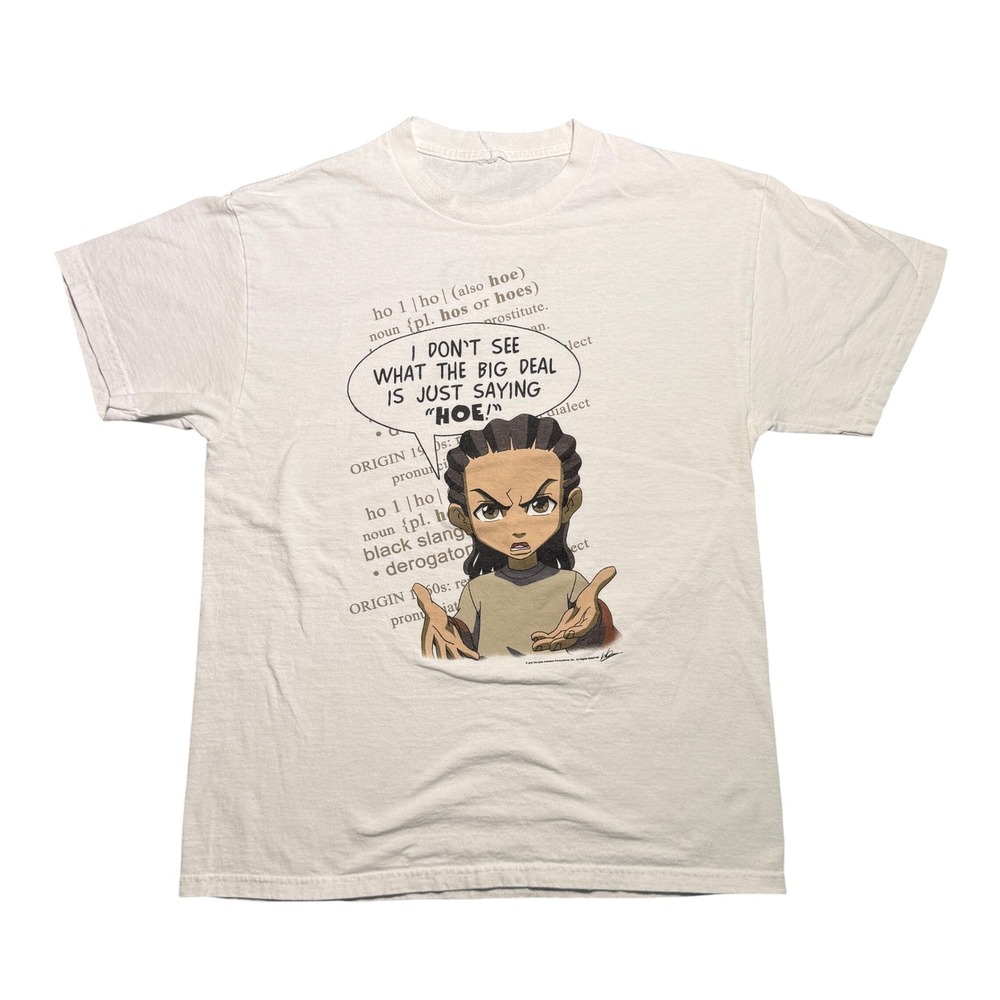 Vintage 2006 The Boondocks Huey Freeman Graphic Tee White Mens S/M Adult Swim